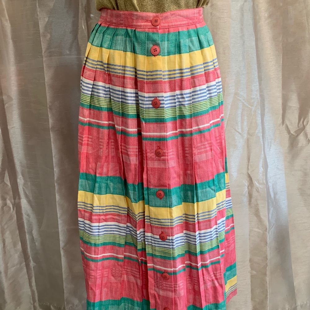 Vintage Union Made Rainbow Linen Skirt